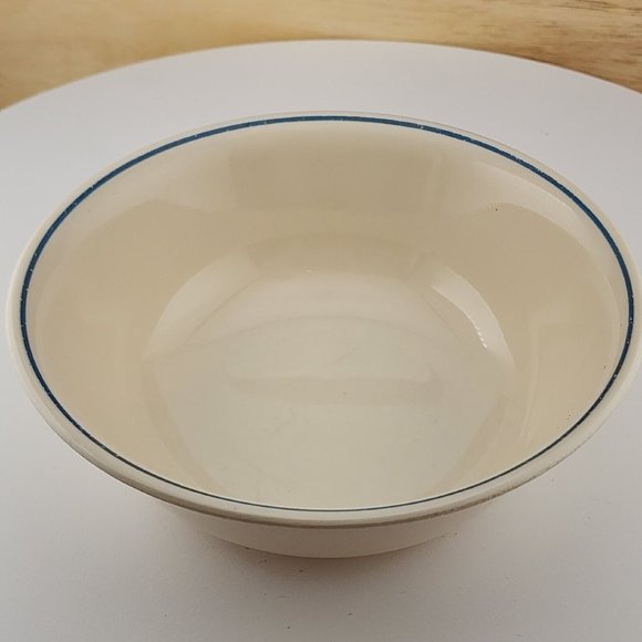Corelle Soup Cereal Bowls beige blue stripe 6” Corning - Picture 5 of 10